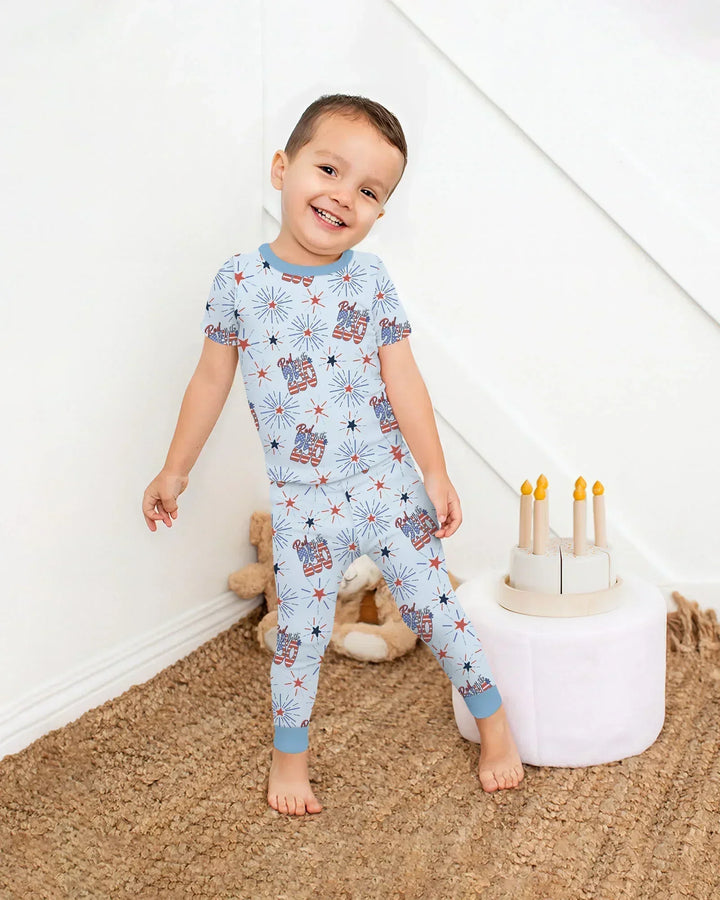 Red White and 250th Anniversary Bamboo Two Piece Short Sleeve Pajama Set