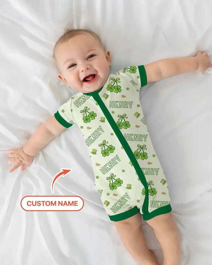 Custom Name Lucky Little Shamrock Bamboo Shorty Zippy