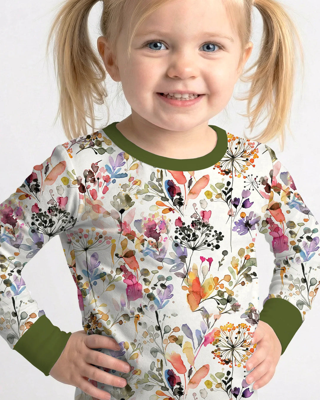 Autumn Meadow Botanicals Bamboo Two Piece Long Sleeve Pajama Set