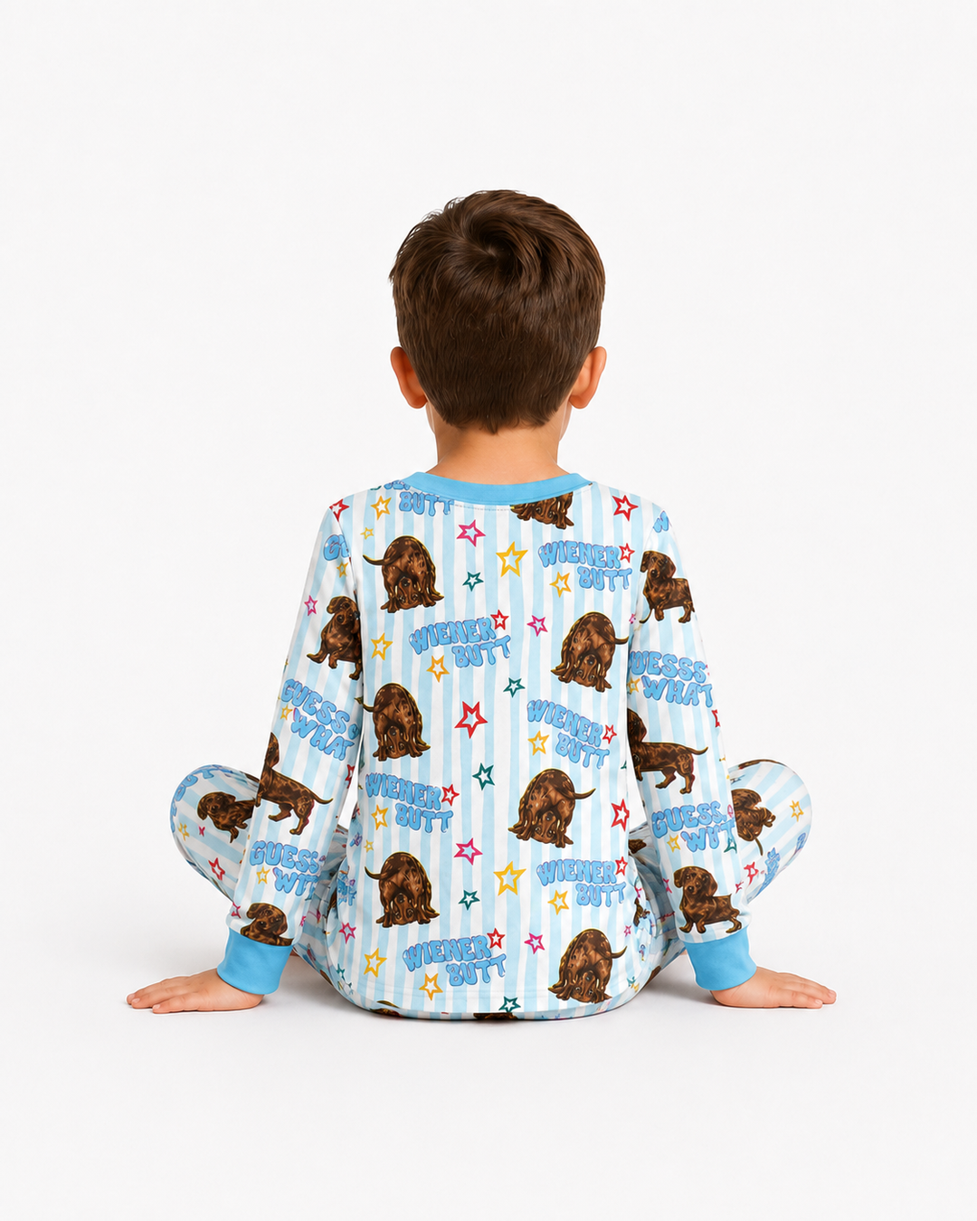 Guess What? Wiener Butt! Bamboo Two Piece Long Sleeve Pajama Set