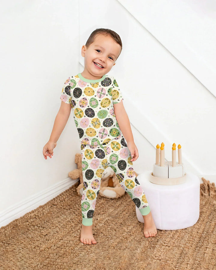 Pysanky Eggs Family Matching Bamboo Two Piece Short Sleeve Pajama Set