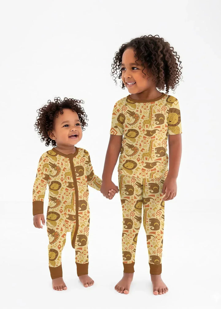 African Animals Spirit Bamboo Two Piece Long Sleeve Pajama Set