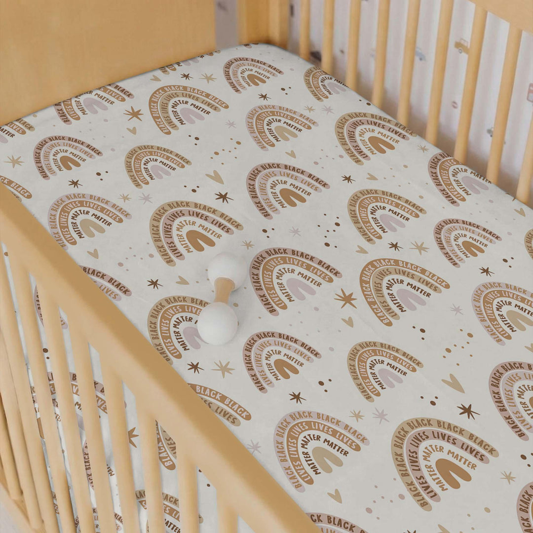 Back Lives Matter Rainbow Bamboo Fitted Crib Sheet