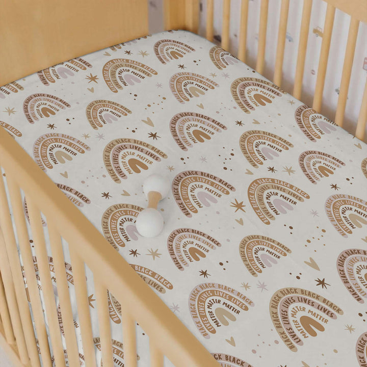 Back Lives Matter Rainbow Bamboo Fitted Crib Sheet
