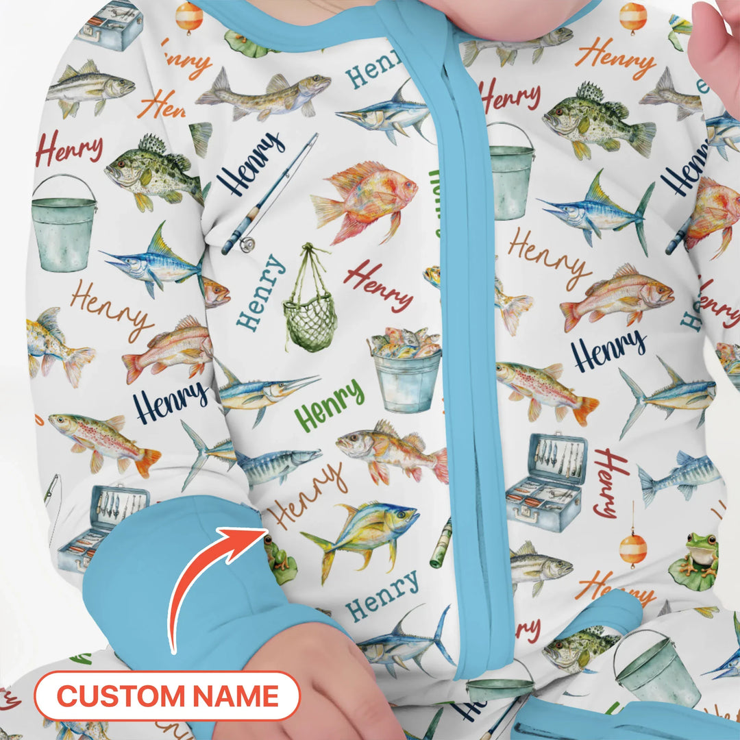 Happy Fishing Adventure Custom Name Bamboo Convertible Zippy