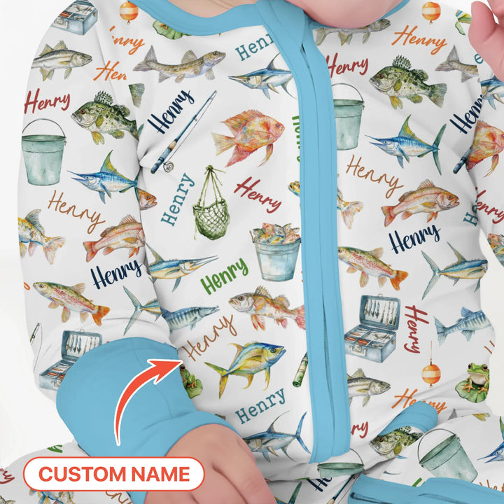 Happy Fishing Adventure Custom Name Bamboo Convertible Zippy