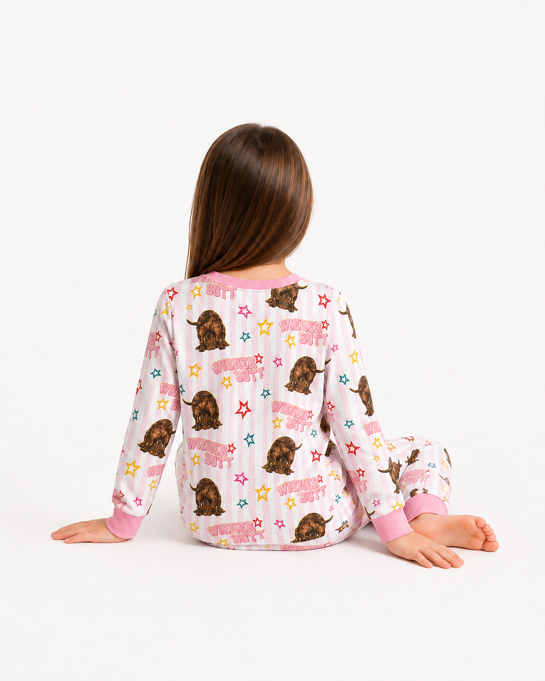 Guess What? Wiener Butt! Bamboo Two Piece Long Sleeve Pajama Set