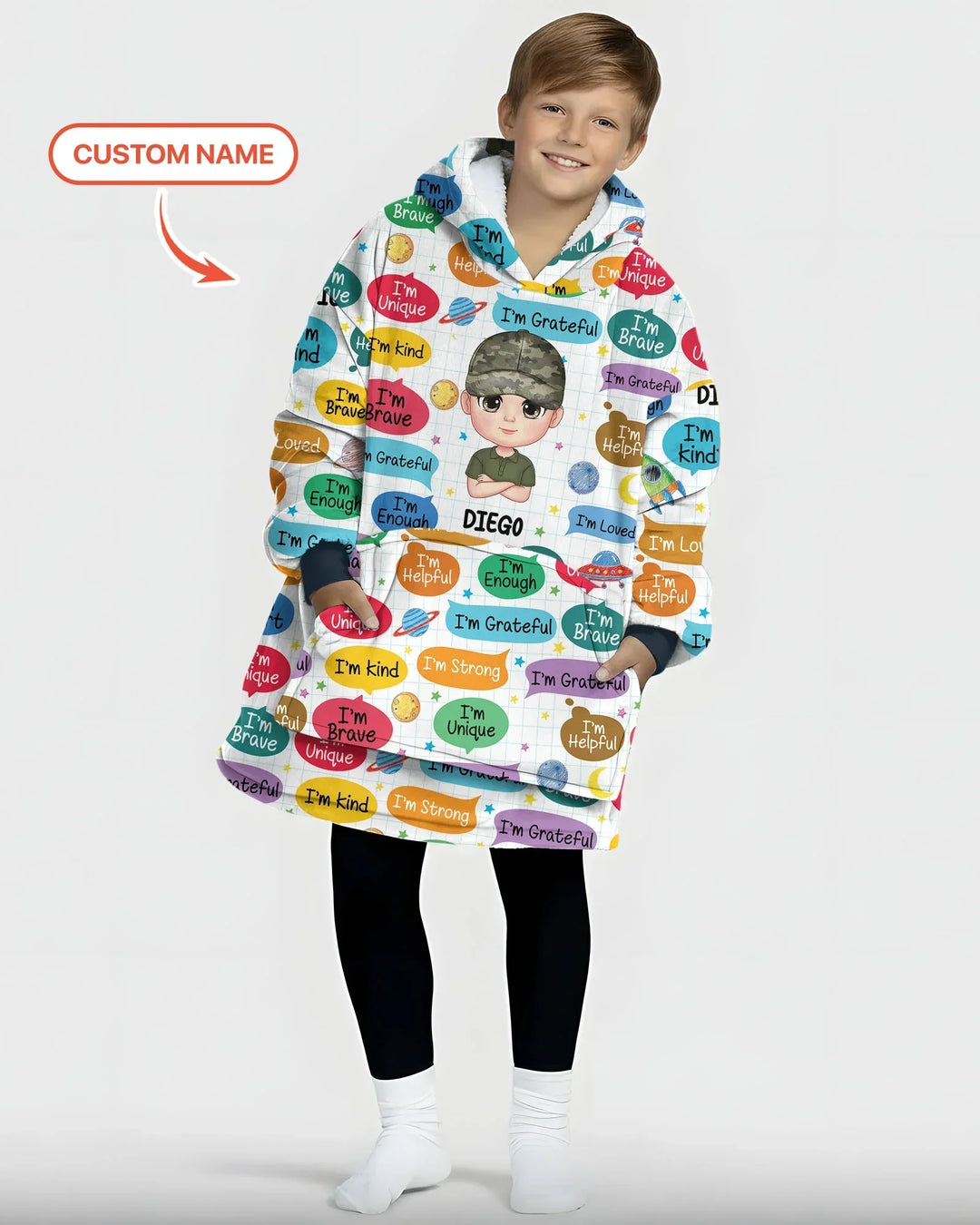 Personalized I'm Kind I'm Brave Bamboo Blanket Hoodie