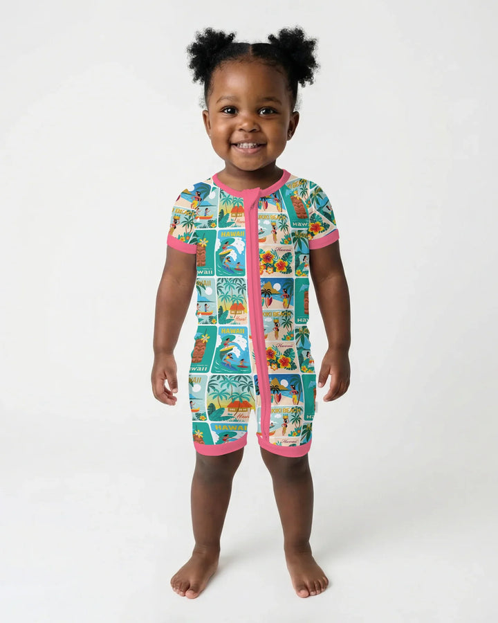 Aloha Postcard Paradise Bamboo Shorty Zippy