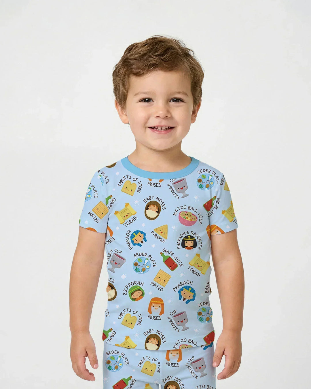 Cute Passover CharactersBamboo Two Piece Short Sleeve Pajama Set