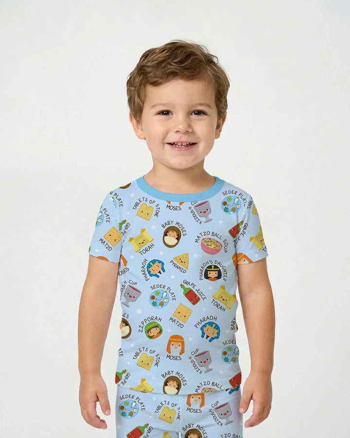 Cute Passover CharactersBamboo Two Piece Short Sleeve Pajama Set
