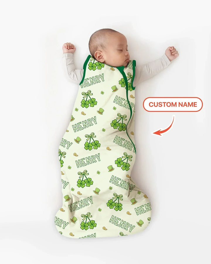 Custom Name Lucky Little Shamrock Bamboo Sleep Bag