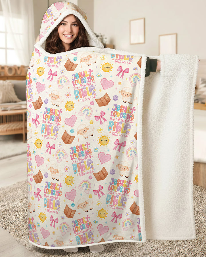 Jesus Loves Me This I Know Bamboo Wearable Hooded Blanket