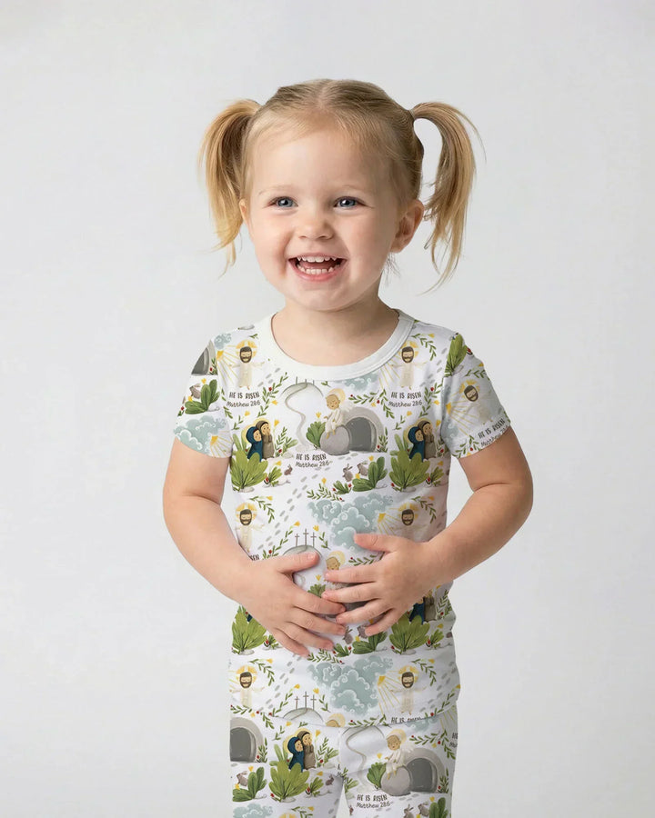 He Is Risen Bamboo Two Piece Short Sleeve Pajama Set