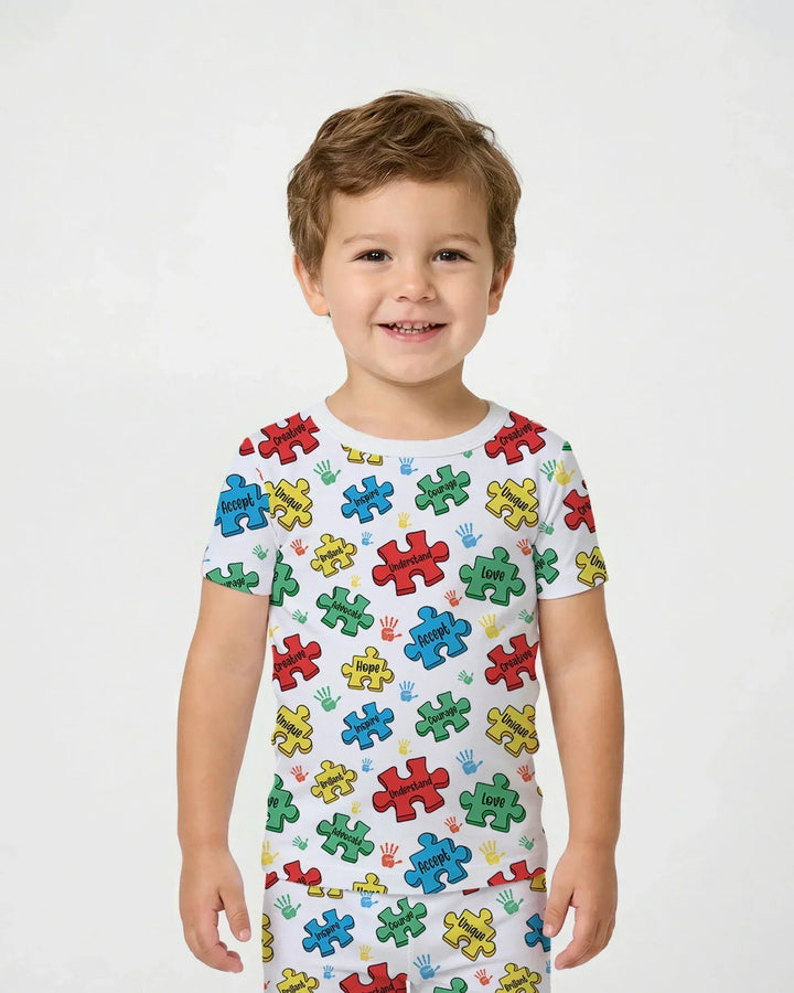 Puzzle You Are Bamboo Two Piece Short Sleeve Pajama Set