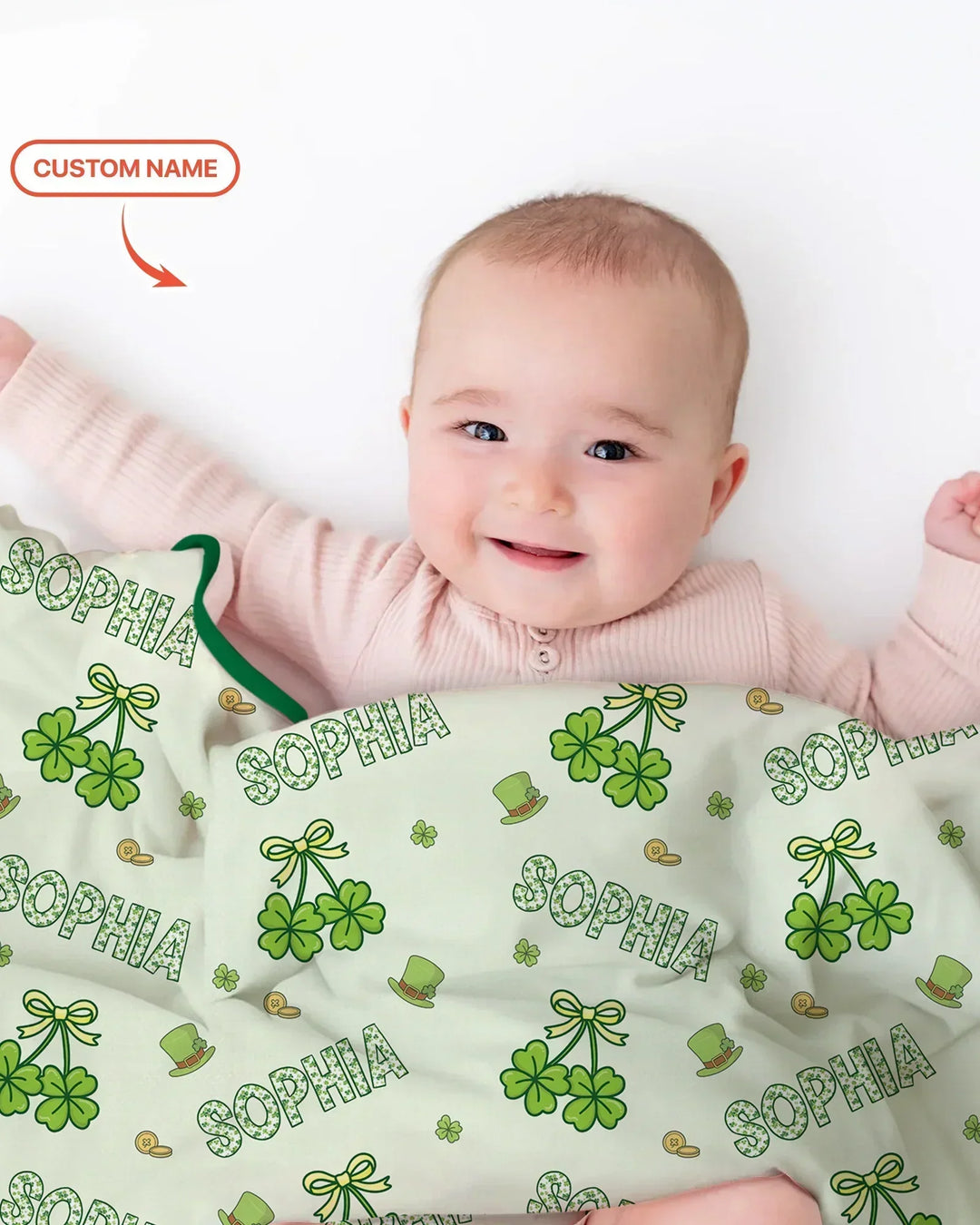 Custom Name Lucky Little Shamrock Bamboo Blanket