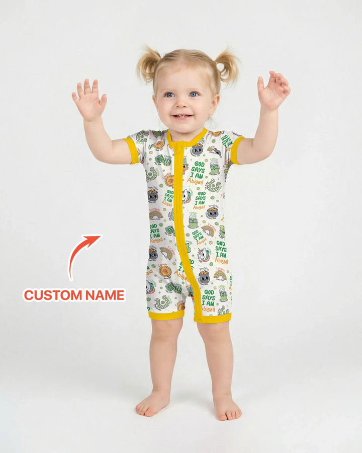 Personalized God Says I Am St. Patrick's Day Family Matching Bamboo Shorty Zippy