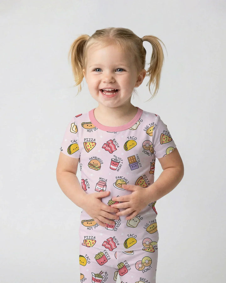 Kawaii Yummy Food Bamboo Two Piece Short Sleeve Pajama Set