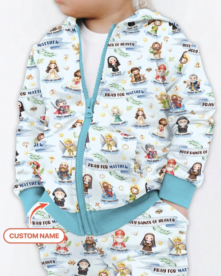 Holy Saints of Heaven Custom Name Bamboo Zip Hoodie