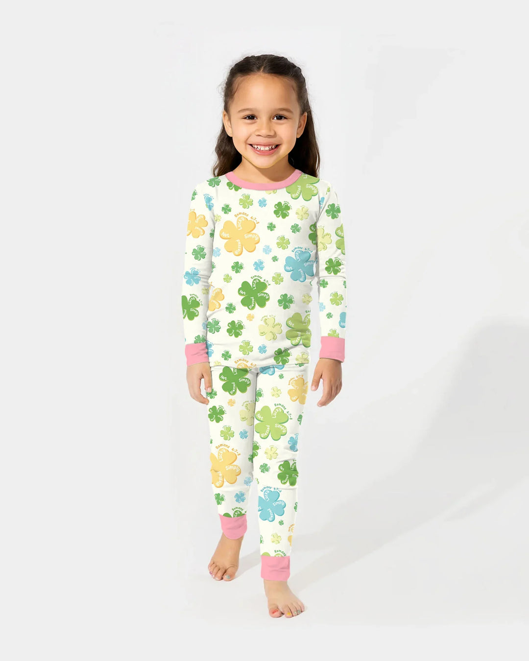 Shamrocks Print St. Patrick's Day Bamboo Two Piece Long Sleeve Pajama Set