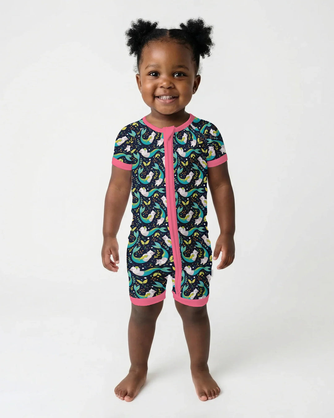 Midnight Mermaid Cats Bamboo Shorty Zippy
