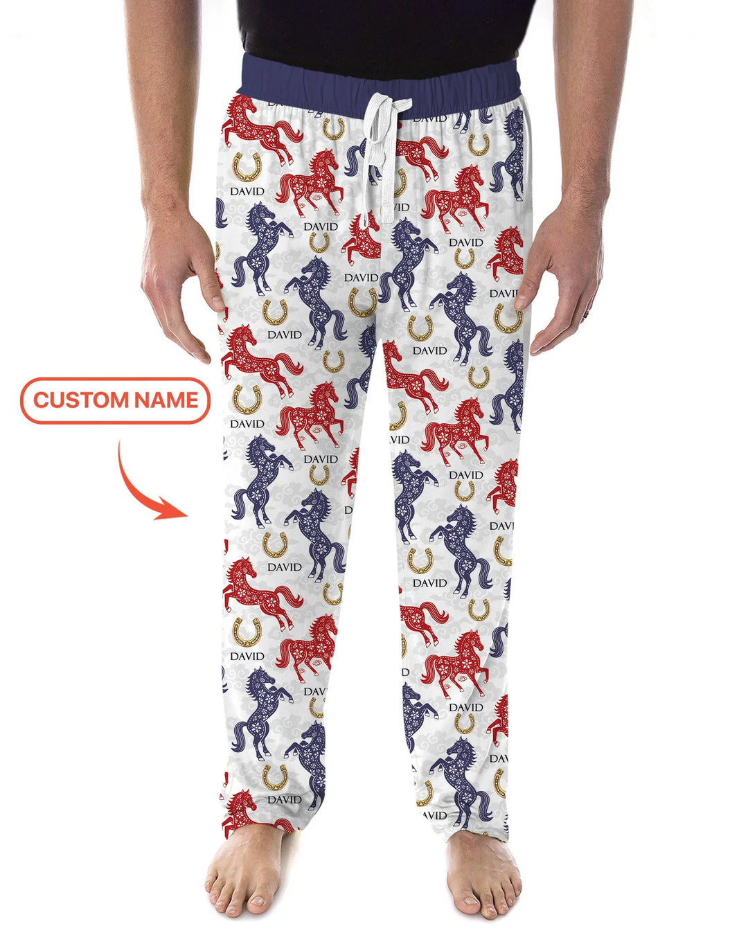 Custom Name Chinoiserie Horses Bamboo Men's Pajama Set