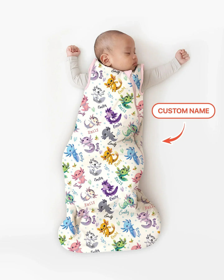 I Love You Axolotl Custom Name Bamboo Sleep Bag