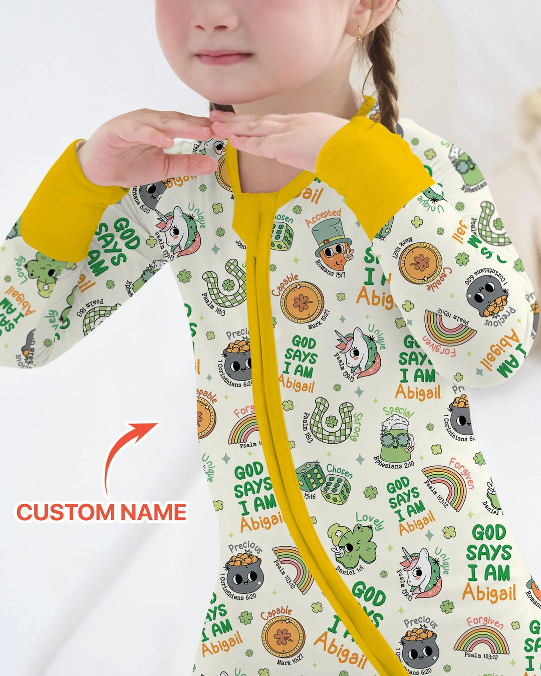 Personalized God Says I Am St. Patrick's Day Family Matching Bamboo Convertible Zippy