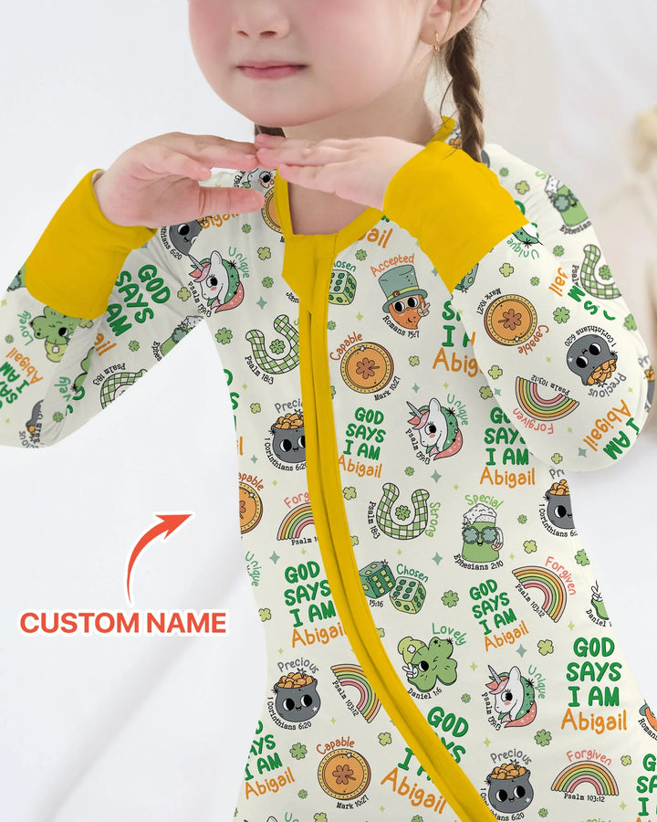 Personalized God Says I Am St. Patrick's Day Family Matching Bamboo Convertible Zippy