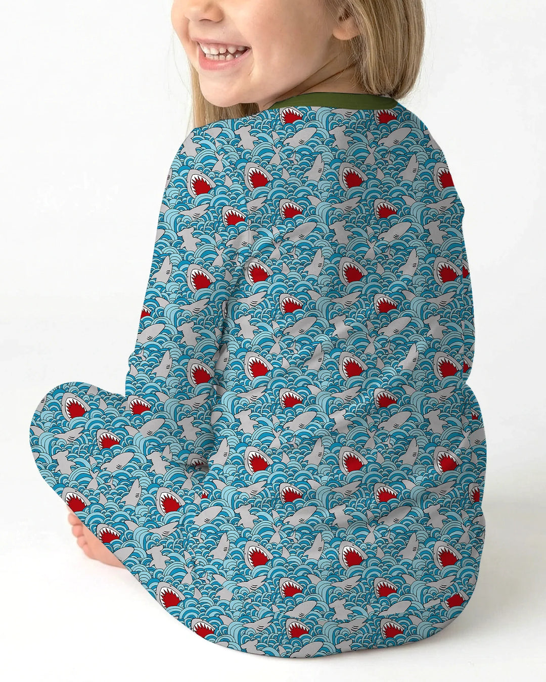 Shark Wave Rush Bamboo Two Piece Long Sleeve Pajama Set