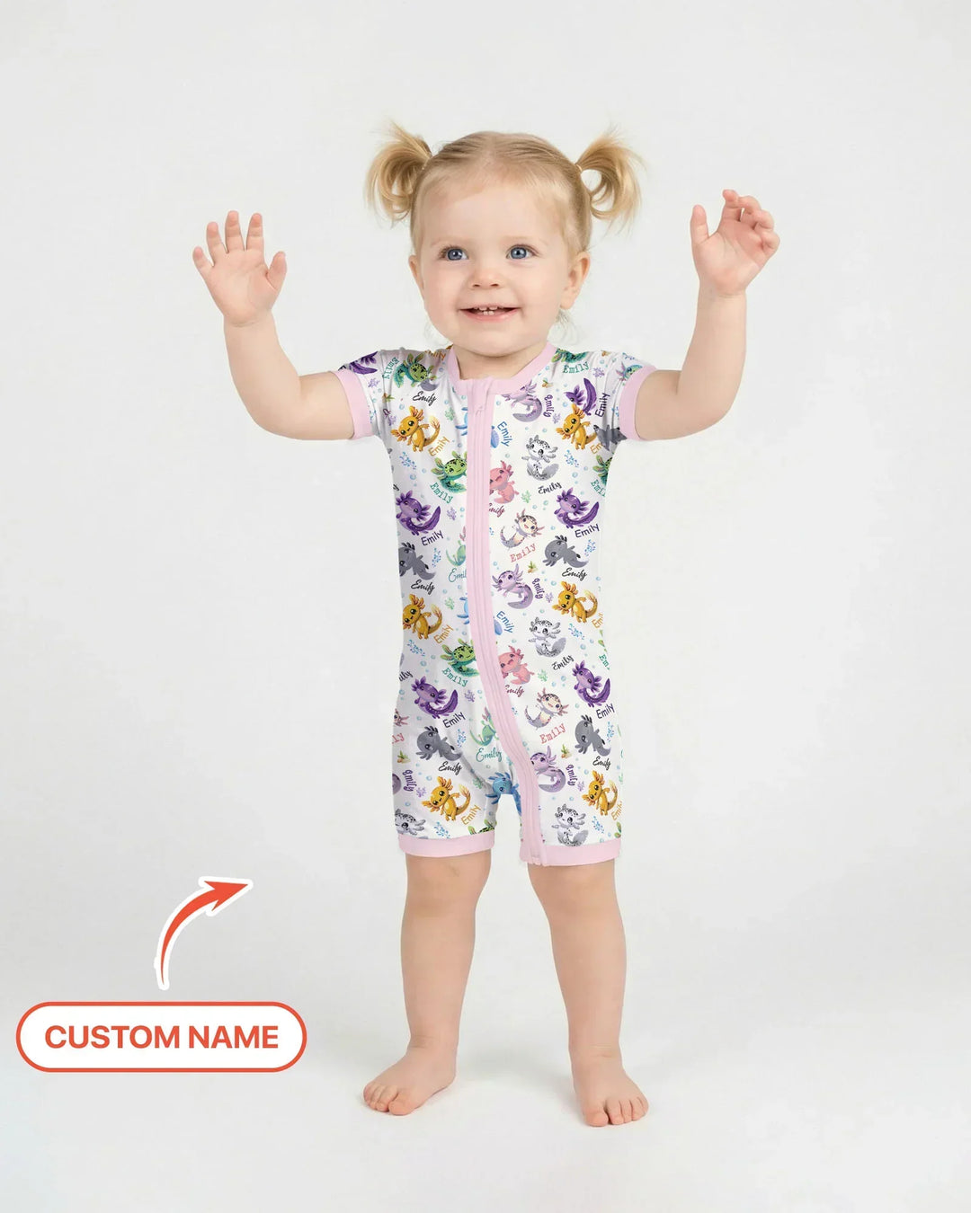 I Love You Axolotl Custom Name Bamboo Shorty Zippy