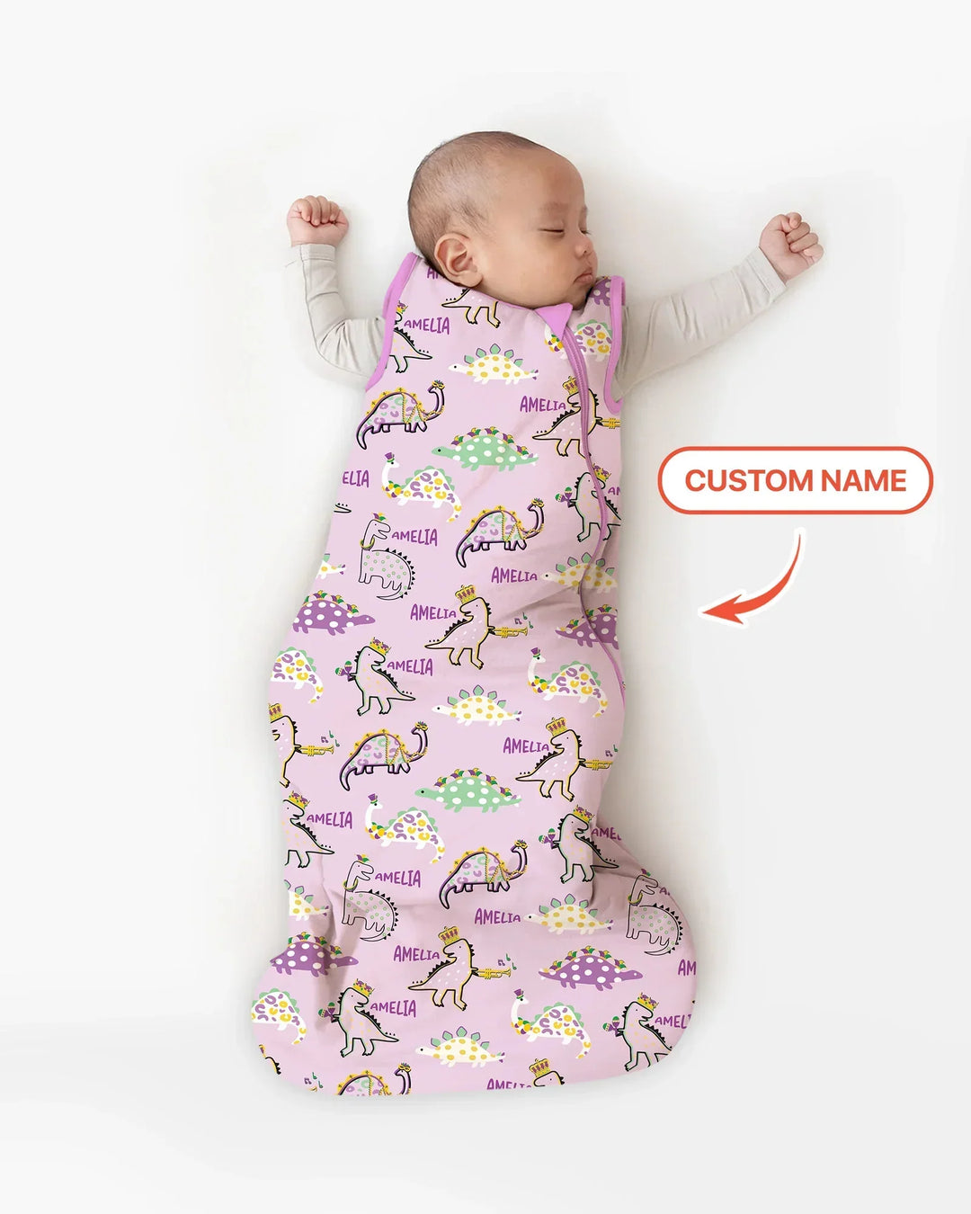 Custom Name Mardi Gras Saurus Bamboo Sleep Bag