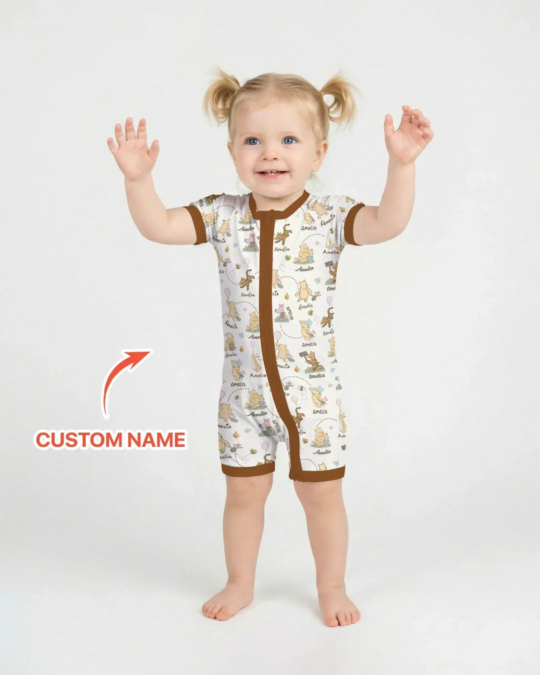 Once Upon A Bear Custom Name Bamboo Shorty Zippy