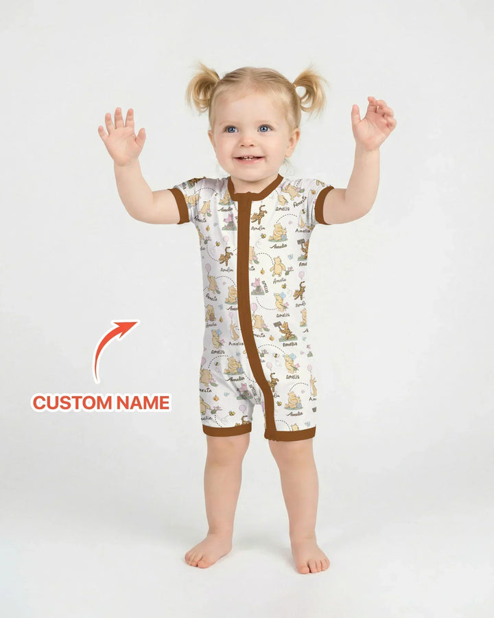 Once Upon A Bear Custom Name Bamboo Shorty Zippy