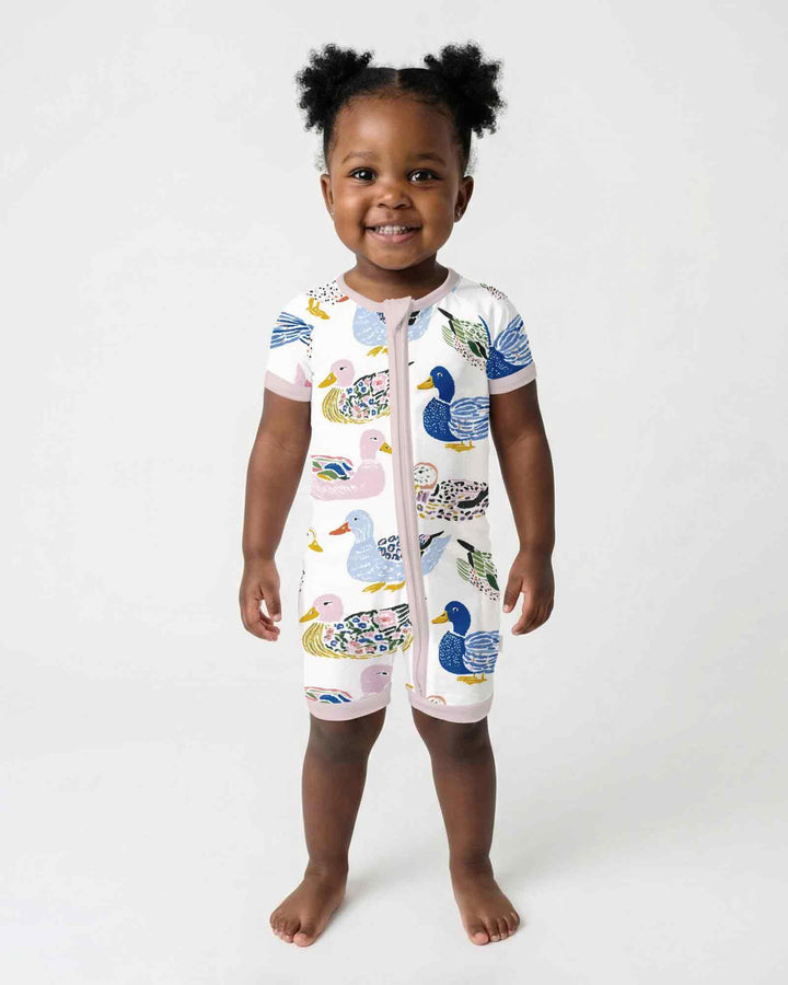 Whimsical Garden Ducks Bamboo Shorty Zippy