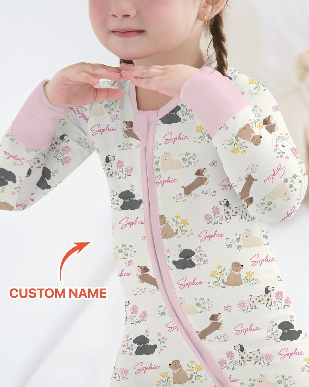 Custom Name Flower Dogs Bamboo Convertible Zippy