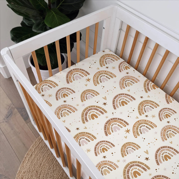 Back Lives Matter Rainbow Bamboo Fitted Crib Sheet