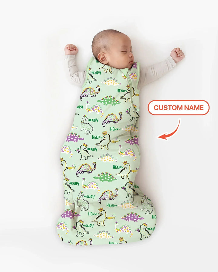 Custom Name Mardi Gras Saurus Bamboo Sleep Bag
