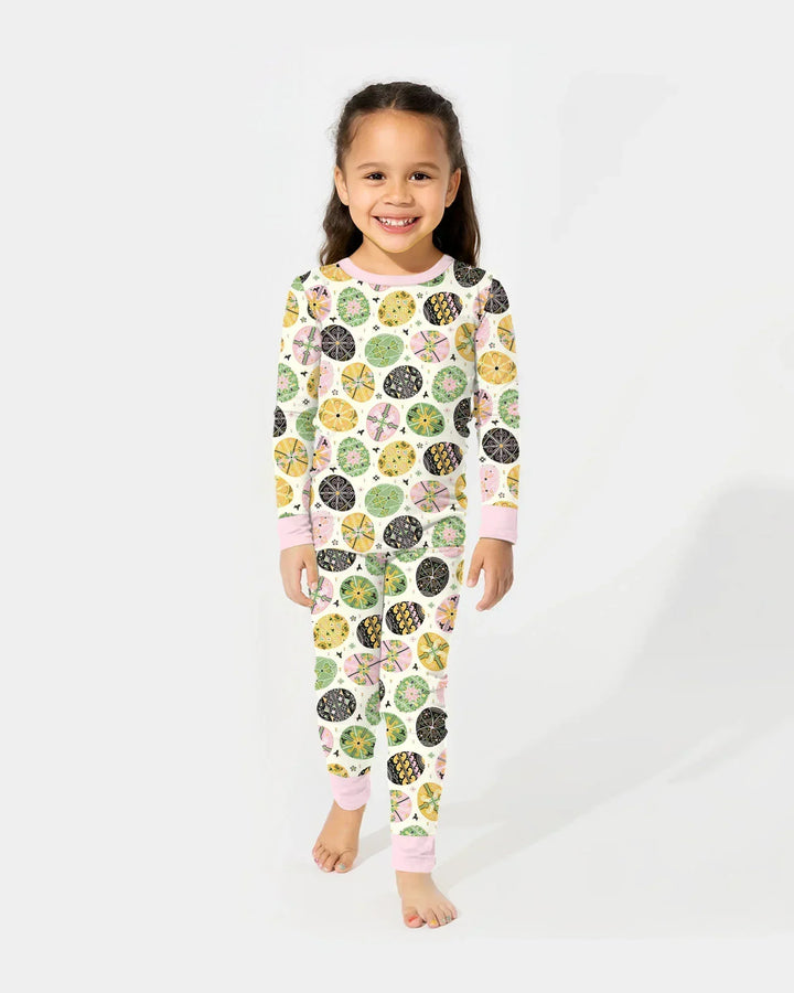 Pysanky Eggs Family Matching Bamboo Two Piece Long Sleeve Pajama Set