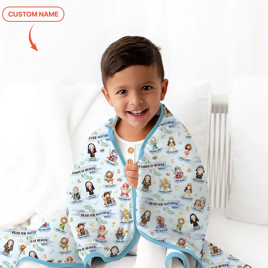 Holy Saints of Heaven Custom Name Bamboo Blanket
