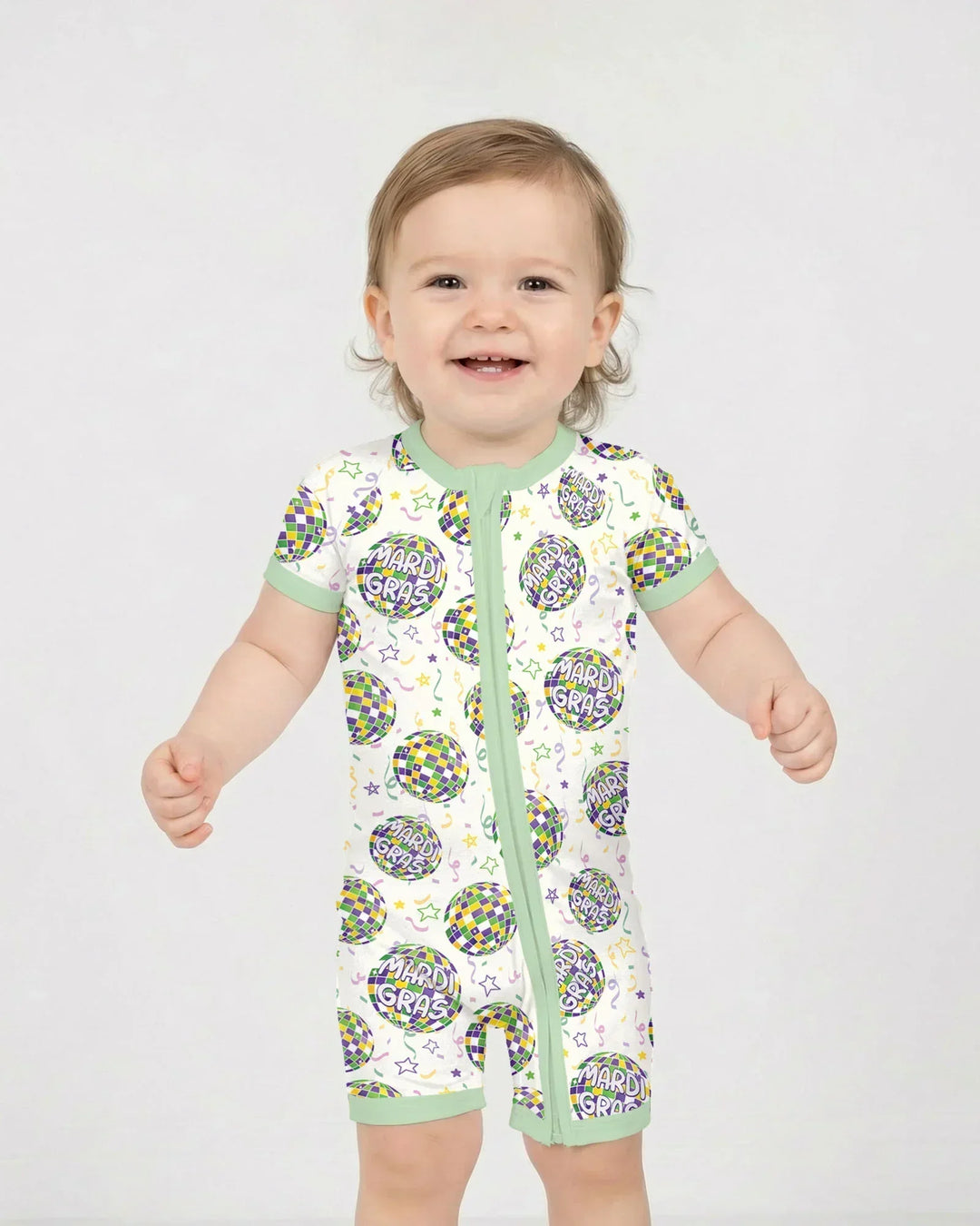 Mardi Gras Disco Ball Bamboo Shorty Zippy