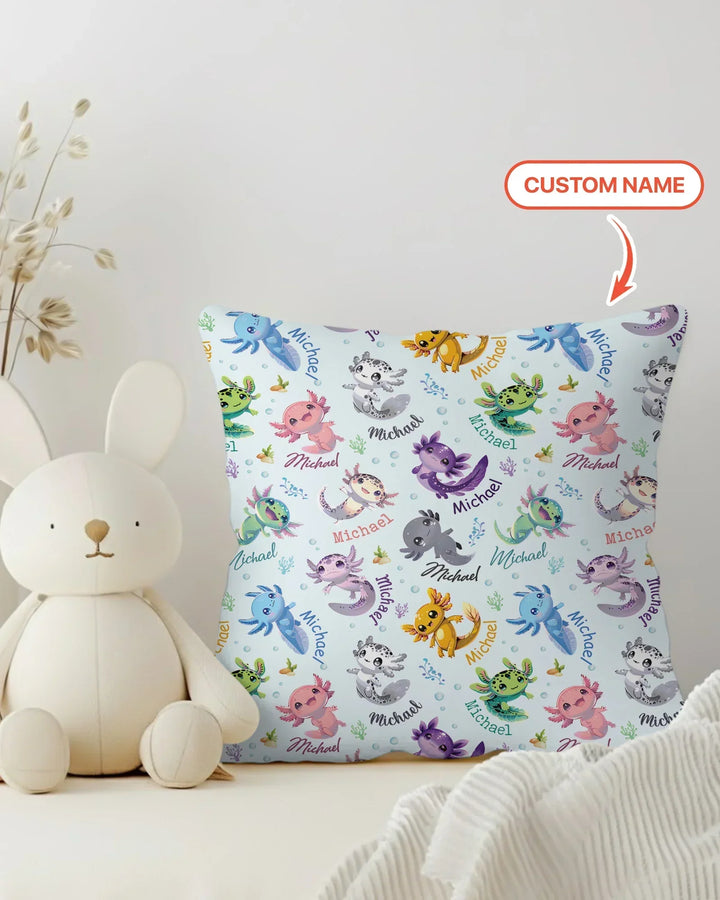 I Love You Axolotl Custom Name Bamboo Pillow Case