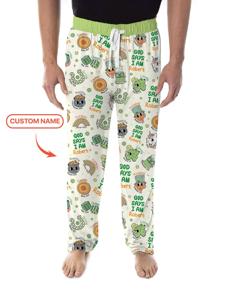Personalized God Says I Am St. Patrick's Day Family Matching Bamboo Men's Pajama Set