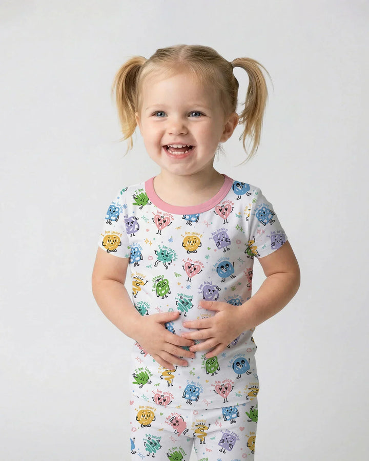 Positive Affirmations Bamboo Two Piece Short Sleeve Pajama Set