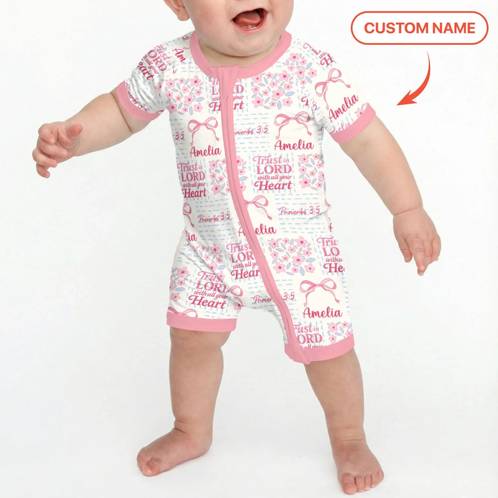 Trust The Lord With All Your Heart Custom Name Bamboo Shorty Zippy