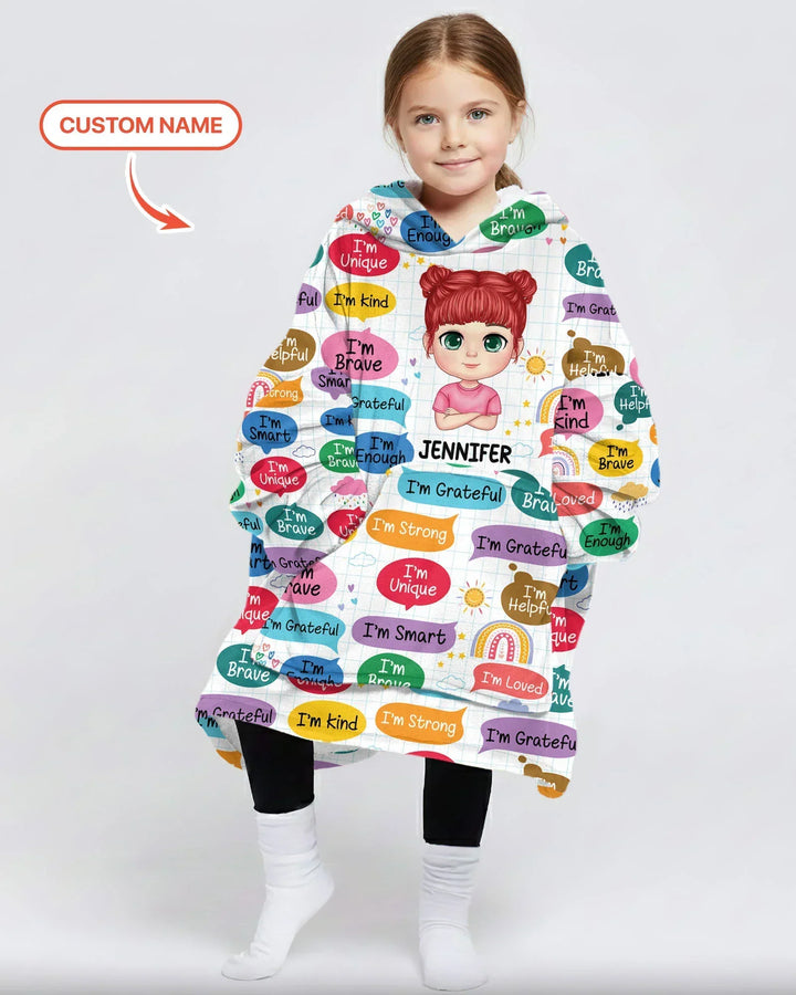 Personalized I'm Kind I'm Brave Bamboo Blanket Hoodie
