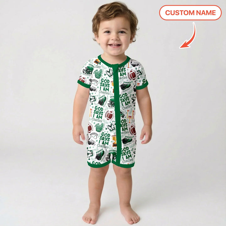 God Says I Am Touch Down Time Custom Name Bamboo Shorty Zippy