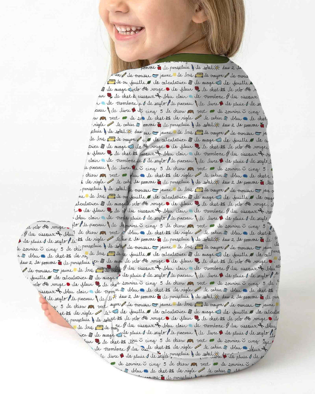 French Classroom Notes Bamboo Two Piece Long Sleeve Pajama Set