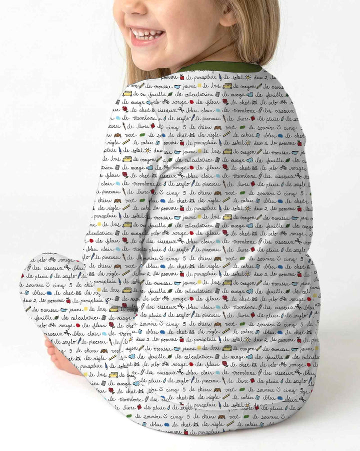 French Classroom Notes Bamboo Two Piece Long Sleeve Pajama Set