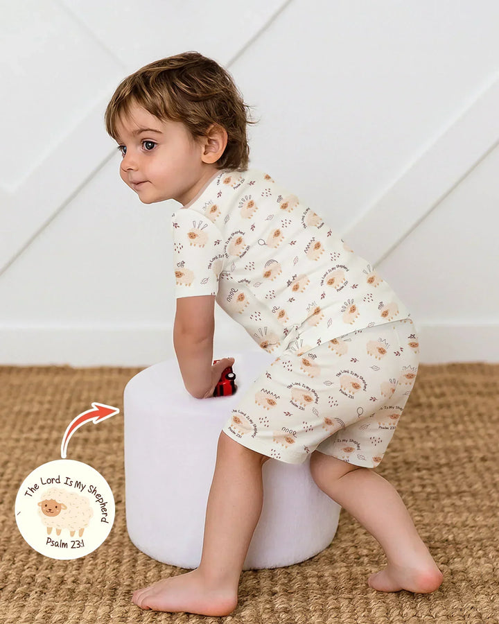 The Lord Is My Shepherd Baby Bamboo Two Piece Short Sleeve Shorts Pajama Set